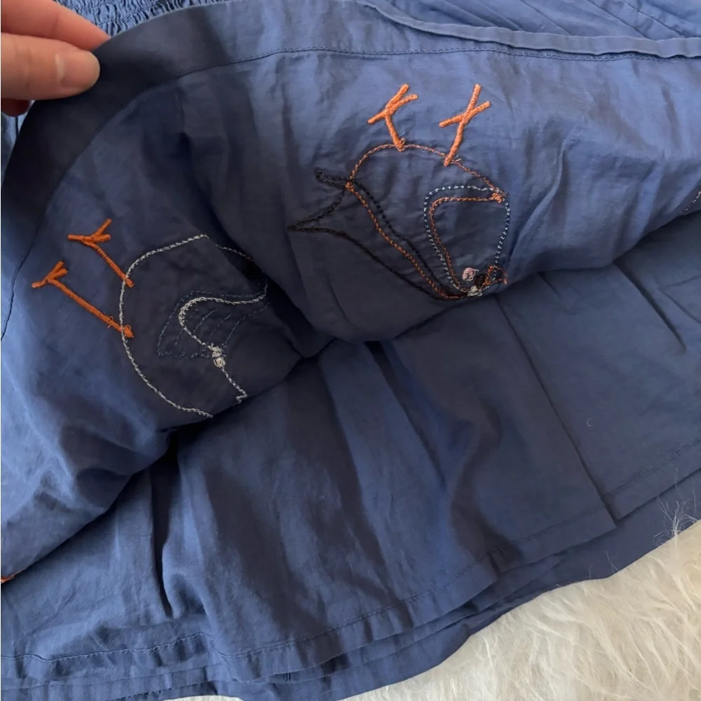 Mini Boden Beautiful Navy Skirt with Bird Appliqués - Picture 3 of 5